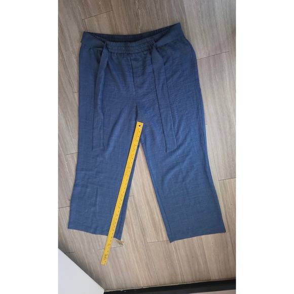 NYCC New York Clothing Co Pants - NYCC New York Clothing Co Blue Wide Leg Elastic Waist Tie Belt Trousers XL